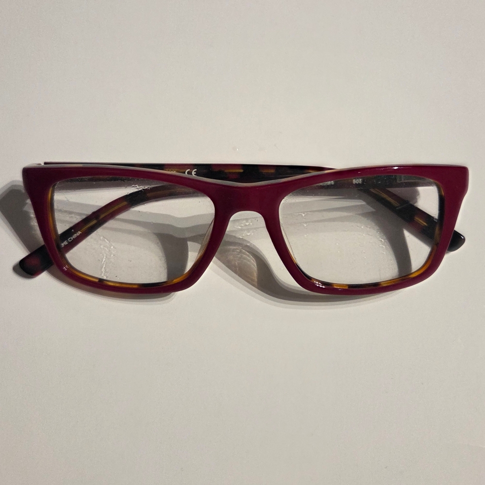 Calvin Klein Collection Burgundy and Tortoiseshell Glasses